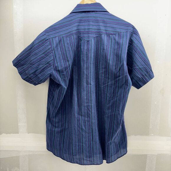 Panhandle Slim Mens Shirt 16.5-34 Pearl Snap Long Sleeve Striped Purple L Button - Picture 3 of 6